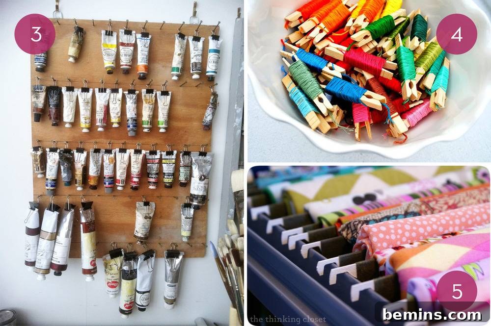 Paint Tube Organization with Binder Clips