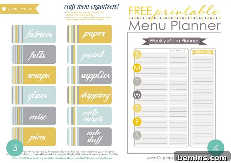 Free Printable Craft Room Labels