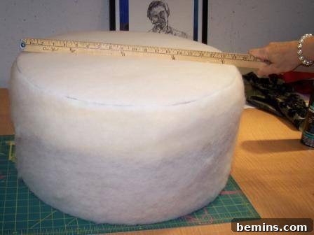 Upcycled Wooden Spool Ottoman in Light Green 7 Measuring the ottoman body