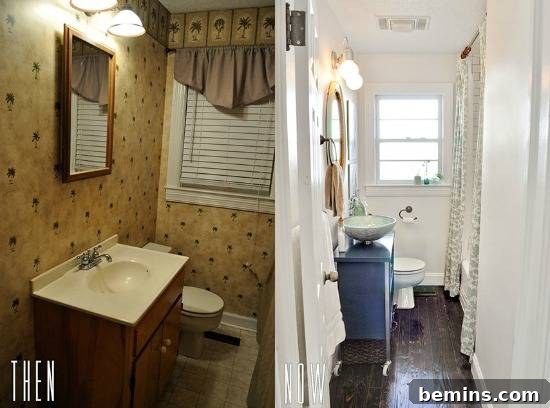 Affordable Bathroom Bliss: 7 Stunning Transformations 9 Budget-friendly bathroom renovation with a focus on flooring.