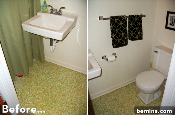 Before: A basic bathroom with minimal character in need of an affordable makeover.
