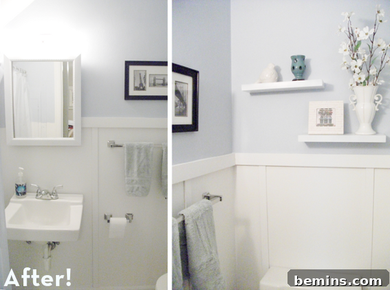 After: A transformed bathroom with a fresh look achieved for under $25.