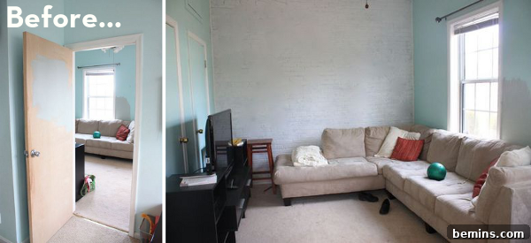 Before: A bland and uninviting den in need of a budget-friendly transformation.