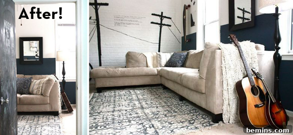 After: A cozy and stylish den with a transformed look achieved for under $50.