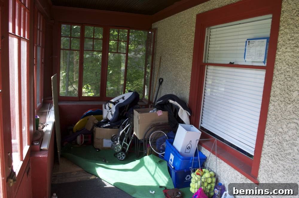 During: Our porch during the storage phase