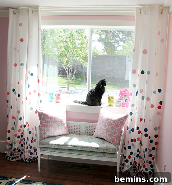 DIY polka dot curtains