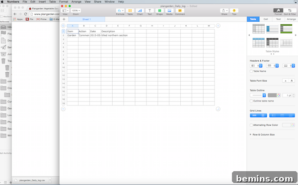Garden planning using Excel sheets.