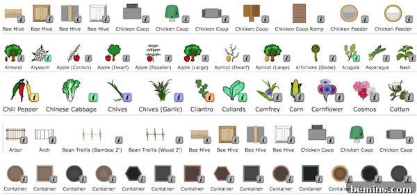 Objects available in Mother Earth News Garden Planner.