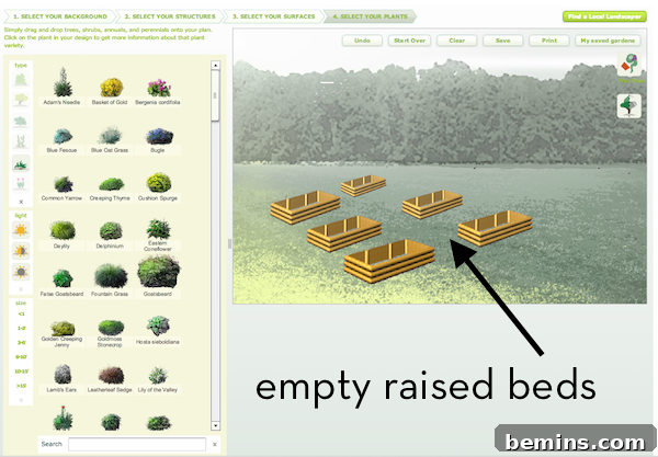 Raised beds in Better Homes and Gardens Garden Planner.