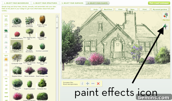 Paint effects in Better Homes and Gardens Garden Planner.