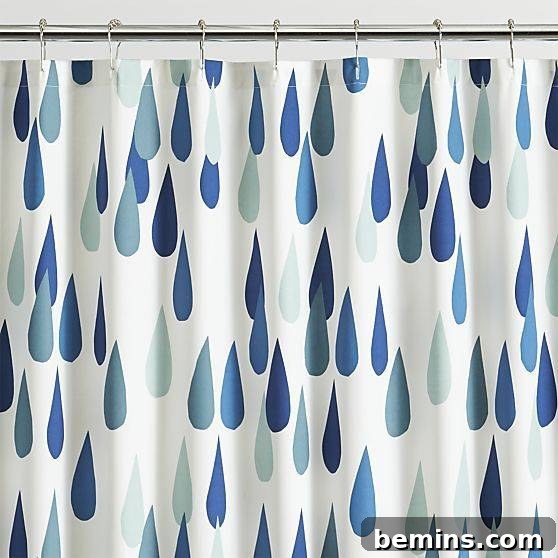 Bright shower curtains, showcasing Marimekko design