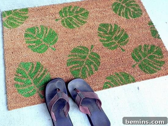 Vibrant DIY Doormats: Welcome Summer with Color 3 DIY Tropical Doormat - Summer Entryway Decor