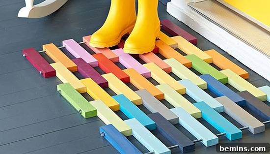 Vibrant DIY Doormats: Welcome Summer with Color 6 DIY Wooden Doormat - Rustic and Stylish Entryway Decor