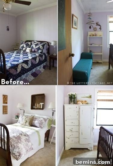 Purple bedroom makeover with a refreshing and welcoming ambiance