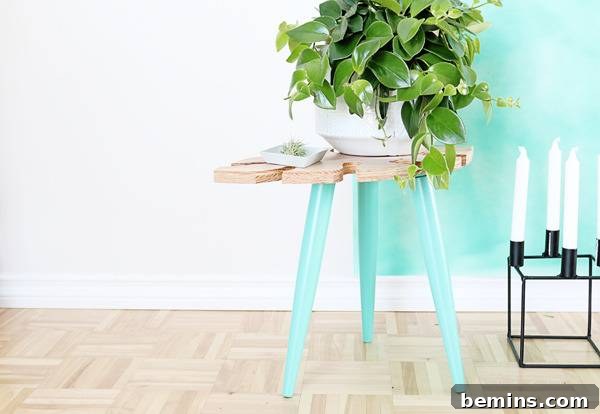 Tropical Leaf Side Table DIY Project 15 Tropical Leaf Side Table with Plant