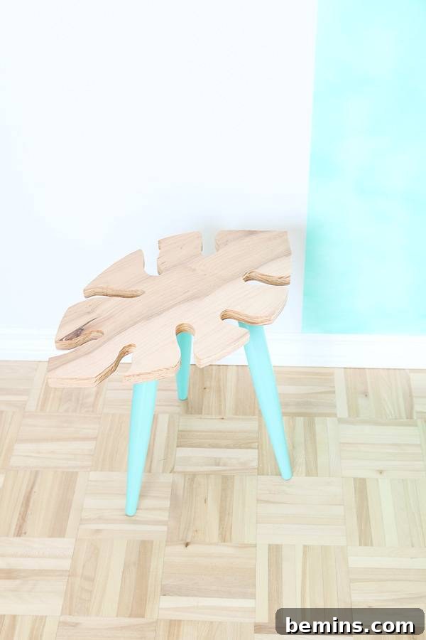 Tropical Leaf Side Table DIY Project 9 Applying Lacquer to the Tabletop
