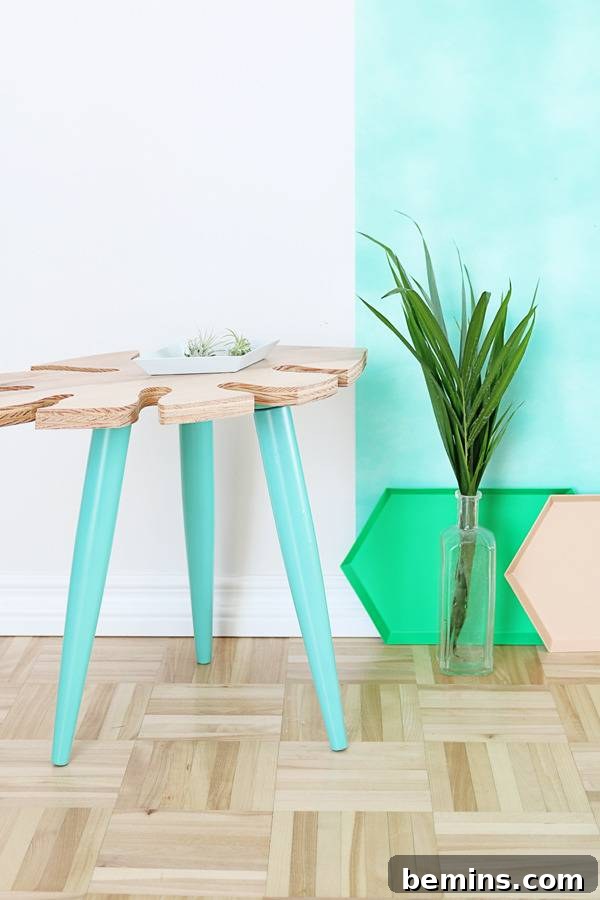 Tropical Leaf Side Table DIY Project 10 Attaching the Legs to the Tabletop