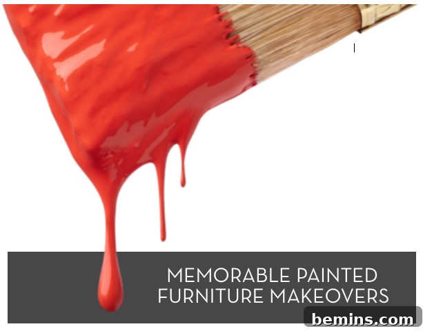 Top Painted Furniture Transformations: Editors' Picks 2 A paintbrush dripping red paint, symbolizing memorable painted furniture makeovers.