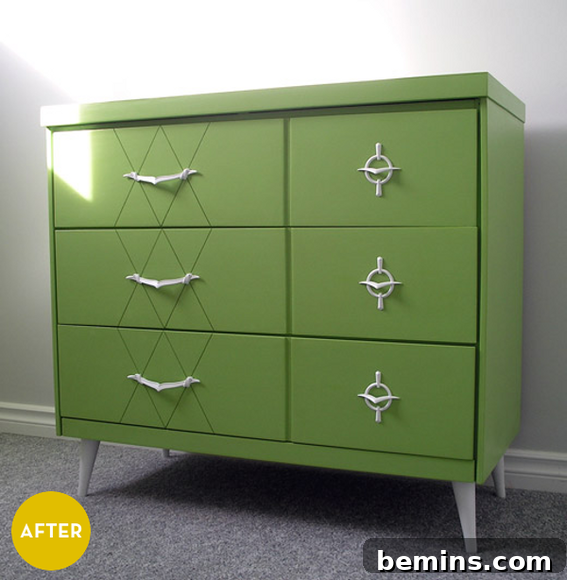 Top Painted Furniture Transformations: Editors' Picks 12 Wooden table with storage options after green paint job