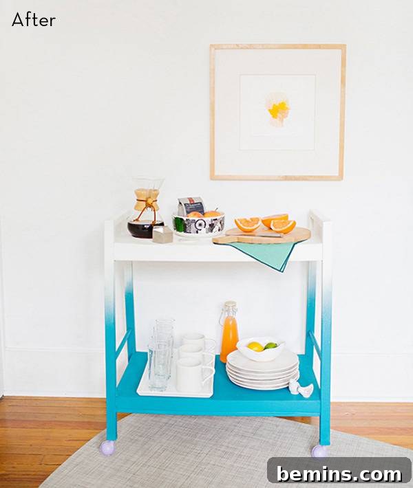 Top Painted Furniture Transformations: Editors' Picks 22 TV stand converted into ombre bar cart