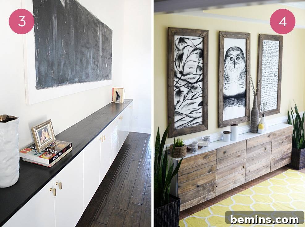 10 Genius IKEA Hacks to Reinvent Your Space 4 Customized IKEA Dining Room Cabinet: Enhanced with brass hardware.