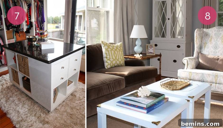 10 Genius IKEA Hacks to Reinvent Your Space 6 IKEA Closet Island Hack: Versatile storage for closet or kitchen.