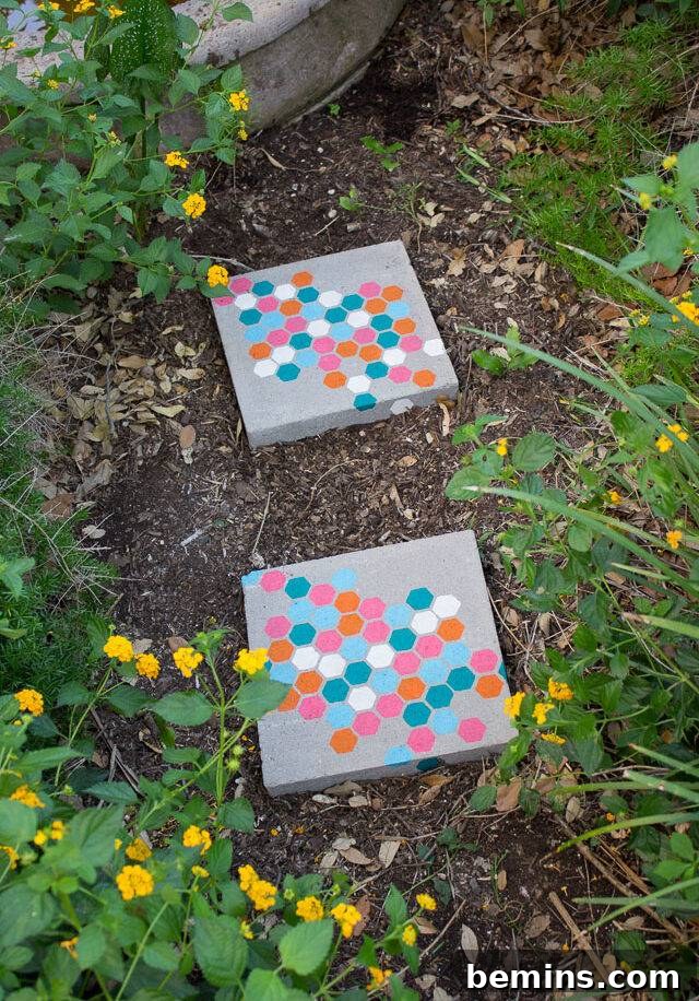 Painted stepping stones