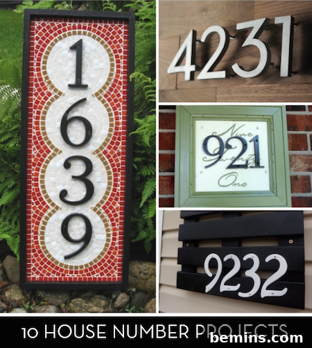 Different types of house number boards.