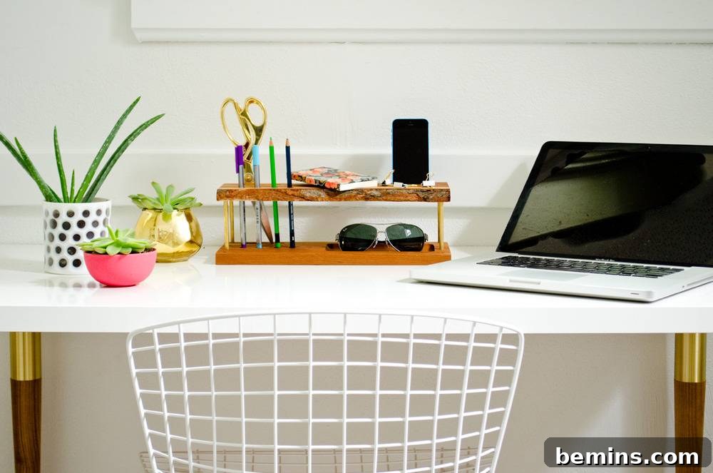 Neatly Arranged Desk with Vase
