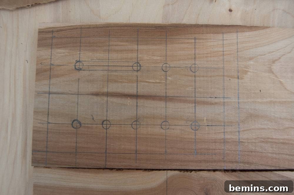 Marked Lines and Circles on Wood