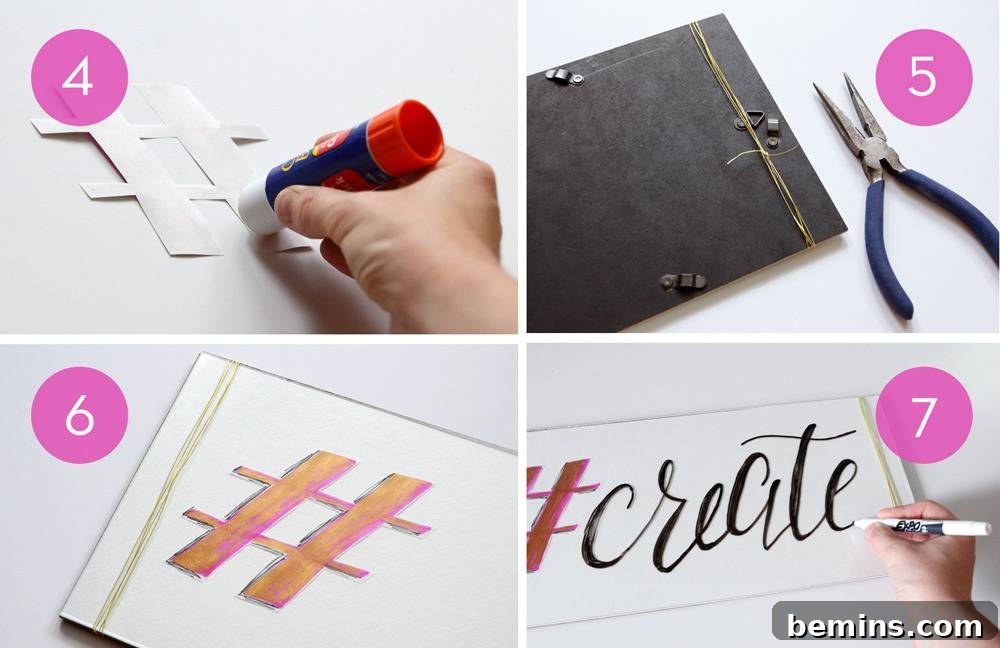 Attaching the Hashtag to the Paper Background