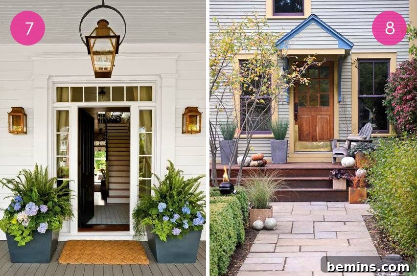 Porch with Pink Flowers and Beautiful Door