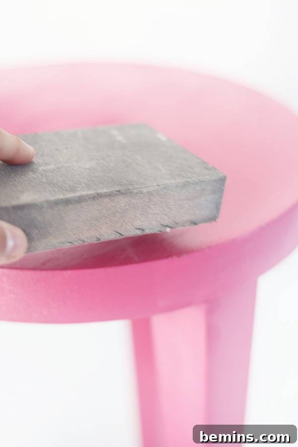 DIY Simple Stool Makeover: Sanding the Stool for a Smooth Finish
