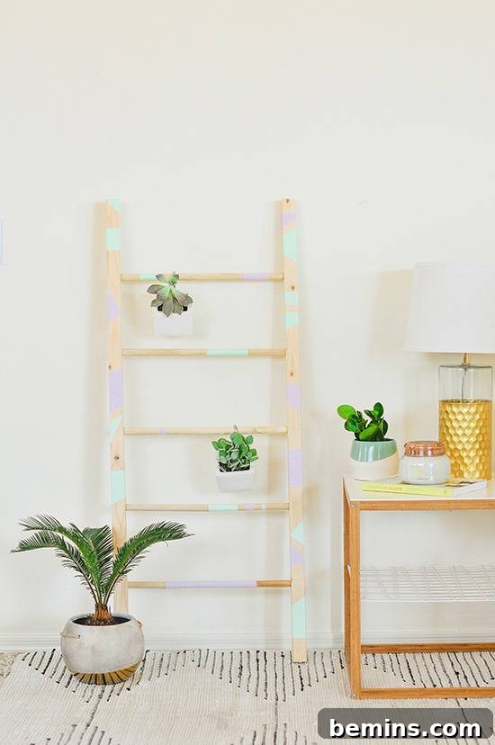 DIY Vertical Succulent Garden from an Old Ladder 20 DIY Ladder Garden with Hanging Succulents