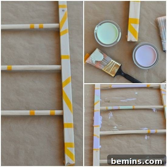 DIY Vertical Succulent Garden from an Old Ladder 8 Painting the Ladder Garden with Geometric Design