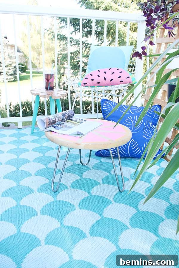 Citrus Side Table under Umbrella