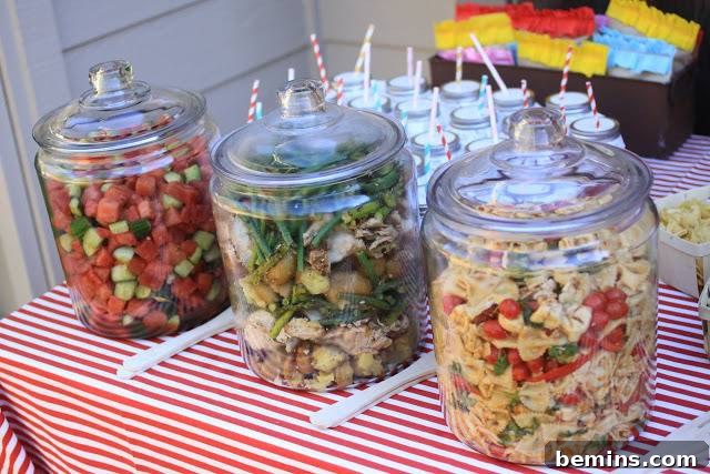 Serving Salads in Covered Glass Jars