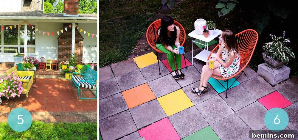 Festive backyard with a bright banner for a barbecue party