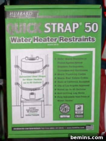 Green coloured cover which containing water heater restraints
