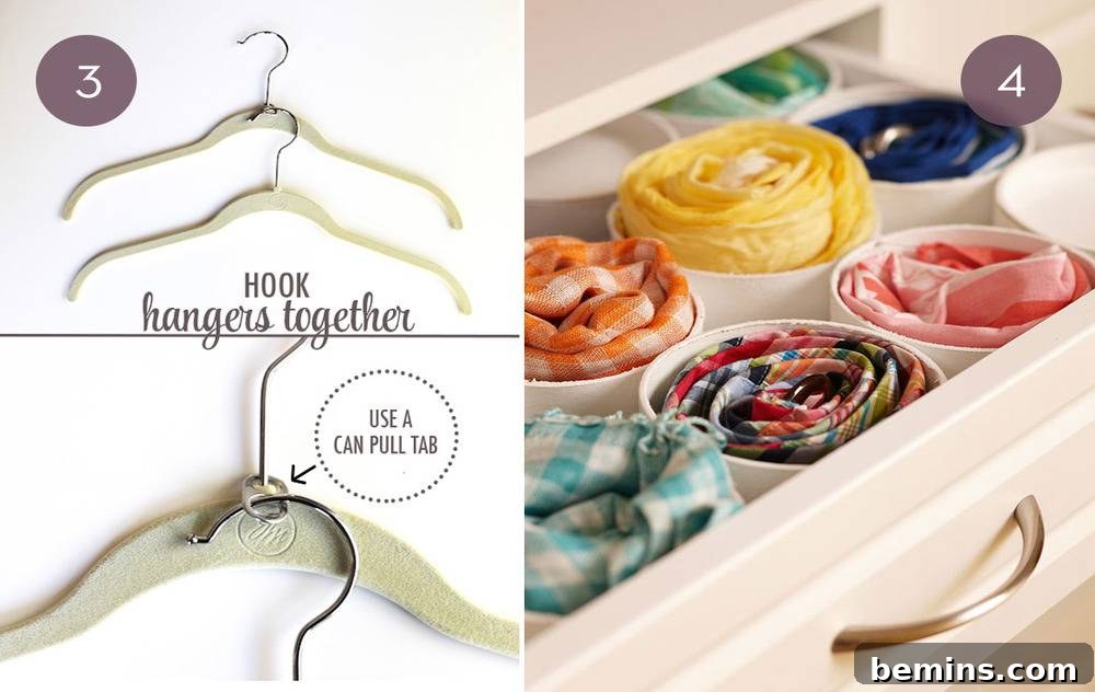 Ten Ingenious Closet Organization Ideas to Maximize Space 4 Maximize Hanger Space with Can Pull Tabs