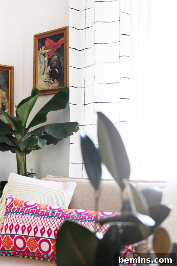 DIY Grid Curtains with Natural Light
