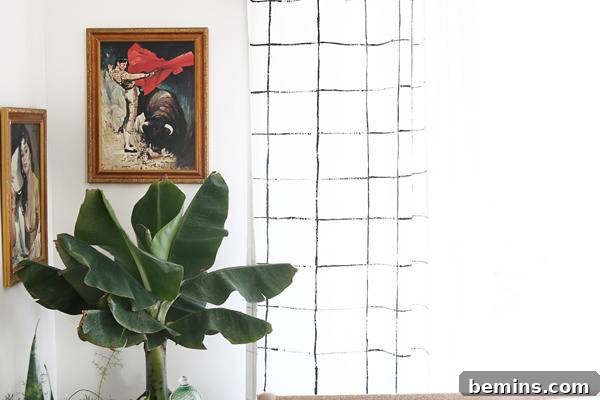 Materials for DIY Painted Grid Curtains