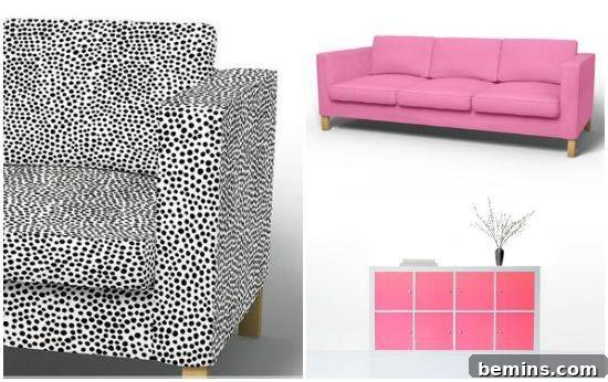 IKEA KARLANDA sofa featuring a stylish, custom-designed Bemz slipcover, offering a fresh new look.