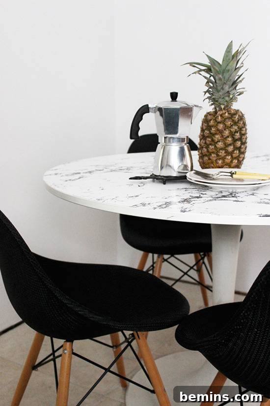 Innovative Design: Wallpaper Faux Marble Table