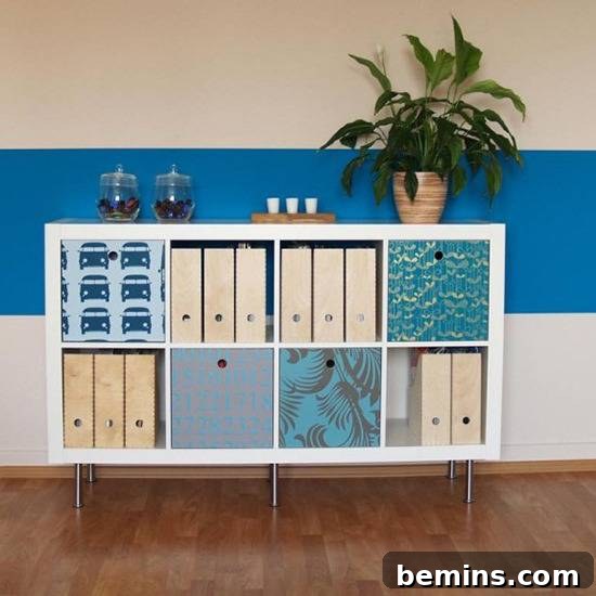 Furniture Transformation: Wallpapered Storage Baskets