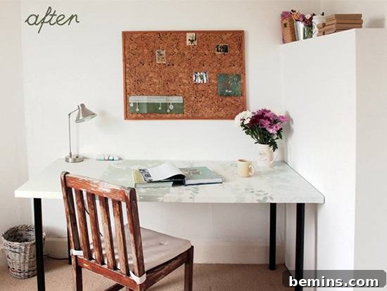DIY Home Decor: Wallpapered Desk Design