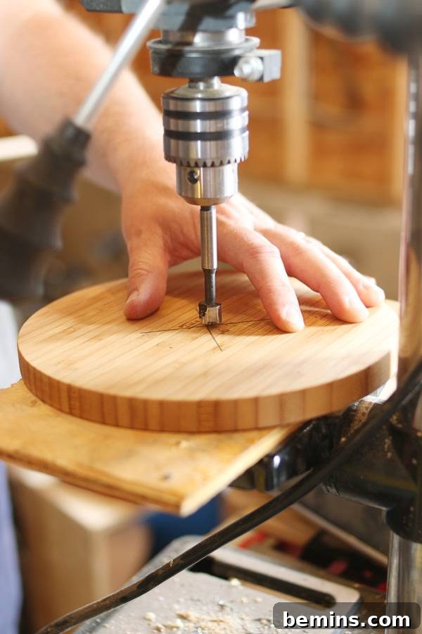 IKEA Upgrade: Craft a Chic 3-Tier Scandinavian Stand 5 Marking the Center of the Board