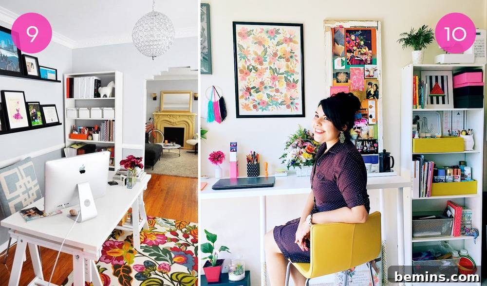 Turquoise, Pink, and Yellow Decorating a Wooden Desk