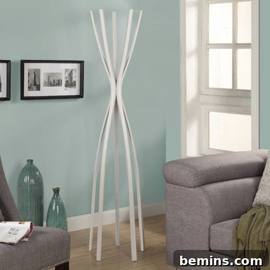 Satin Metal Contemporary Coat Rack