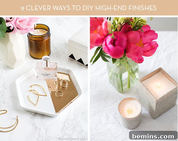 DIY High-End Finishes: Gold Tray and Stone Candle Holder